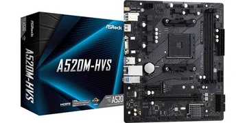 ASRock A520M-HVS Moderkort - AMD A520 - AMD AM4 - DDR4 RAM - Micro-ATX